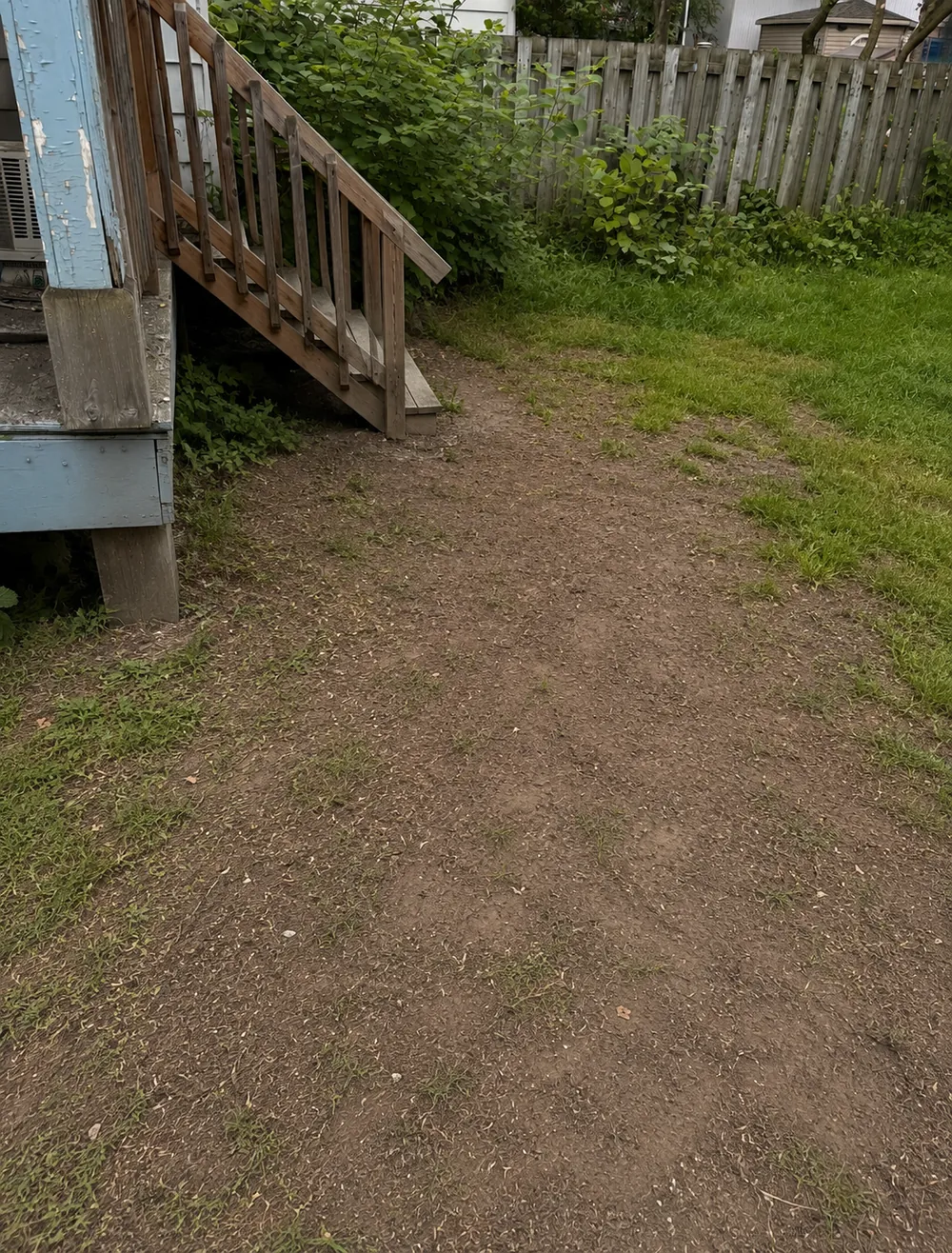 Débarras résidentiel après : cour arrière vidée et propre, Longueuil, Montérégie